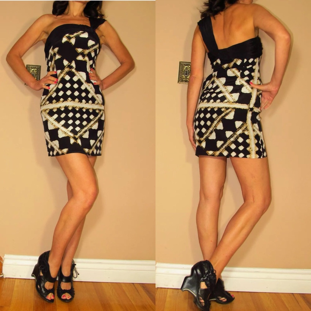Host Pick 🎊 Anthropologie 🆕 Tracy Reese Silk One Shoulder Mini Dress Y2K Vintg